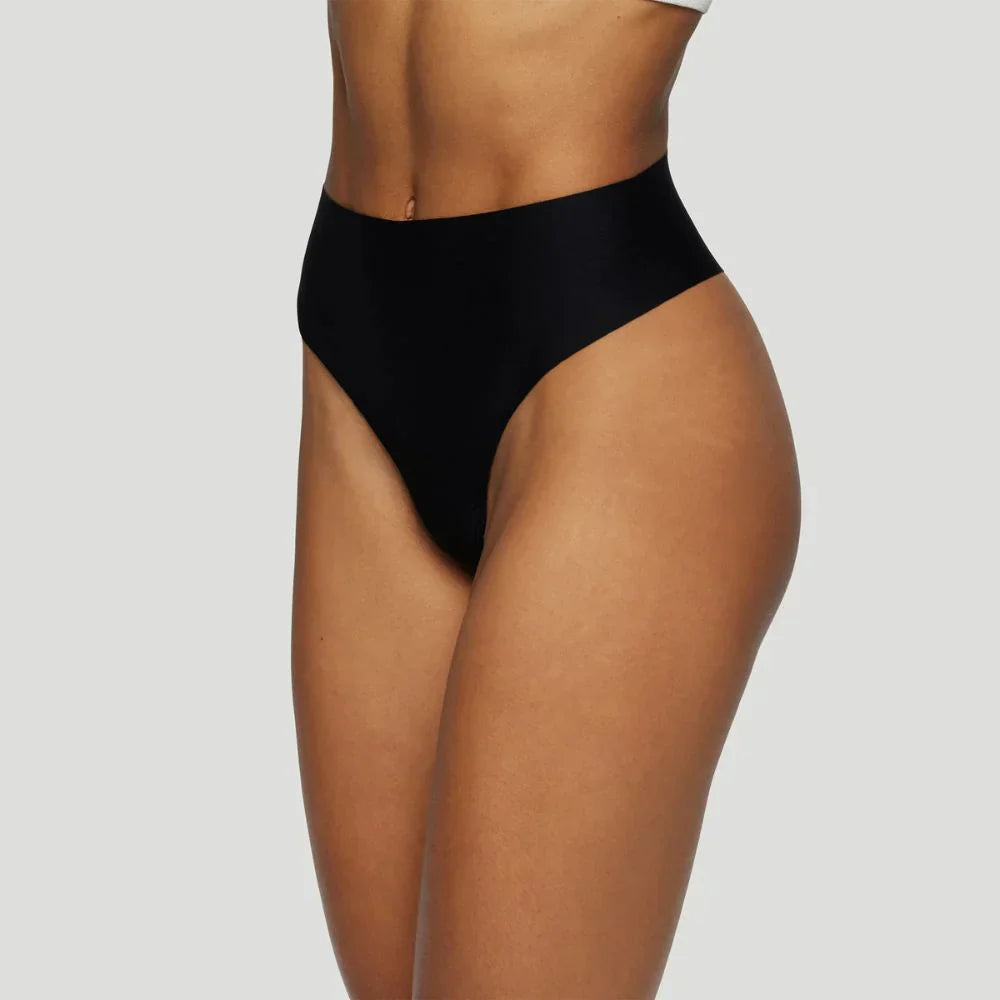 High-waisted black thong (Pack of 3)