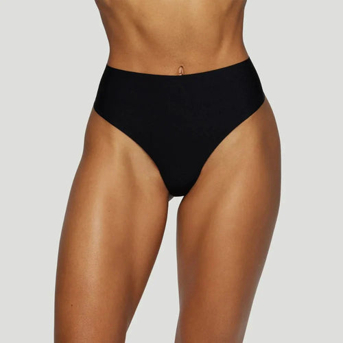 High-waisted black thong (Pack of 3)