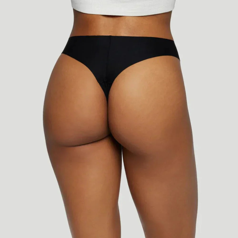 Mid-rise black thong (Pack of 3)